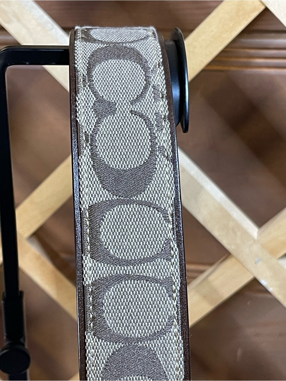 Authentic Coach Y2K Jacquard Canvas monogram logo Belt with Script Oval Buckle - Picture 6 of 11